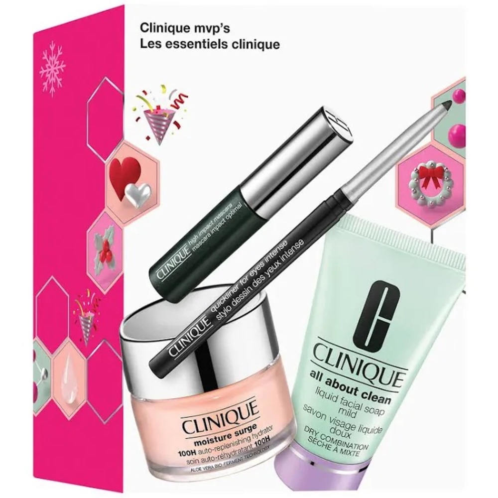 New Clinique MVPs Skincare and Makeup Set 4pc NIB